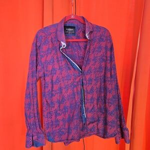 Maceoo Men's Red and Blue Dress Shirt